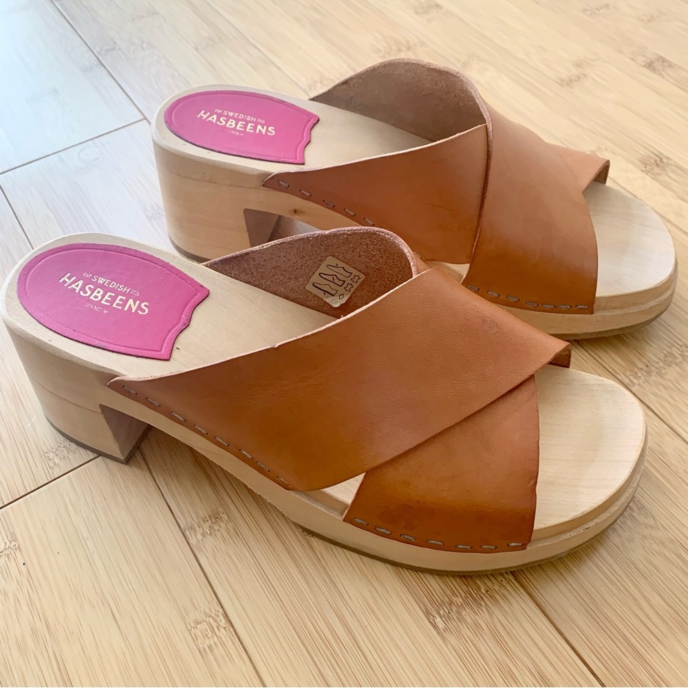 Swedish Hasbeens Anette High Clog Slip-On Sandals Sz EU39/US9